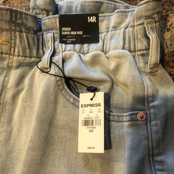 Express || Super High Waisted Jean Joggers - Picture 3 of 3